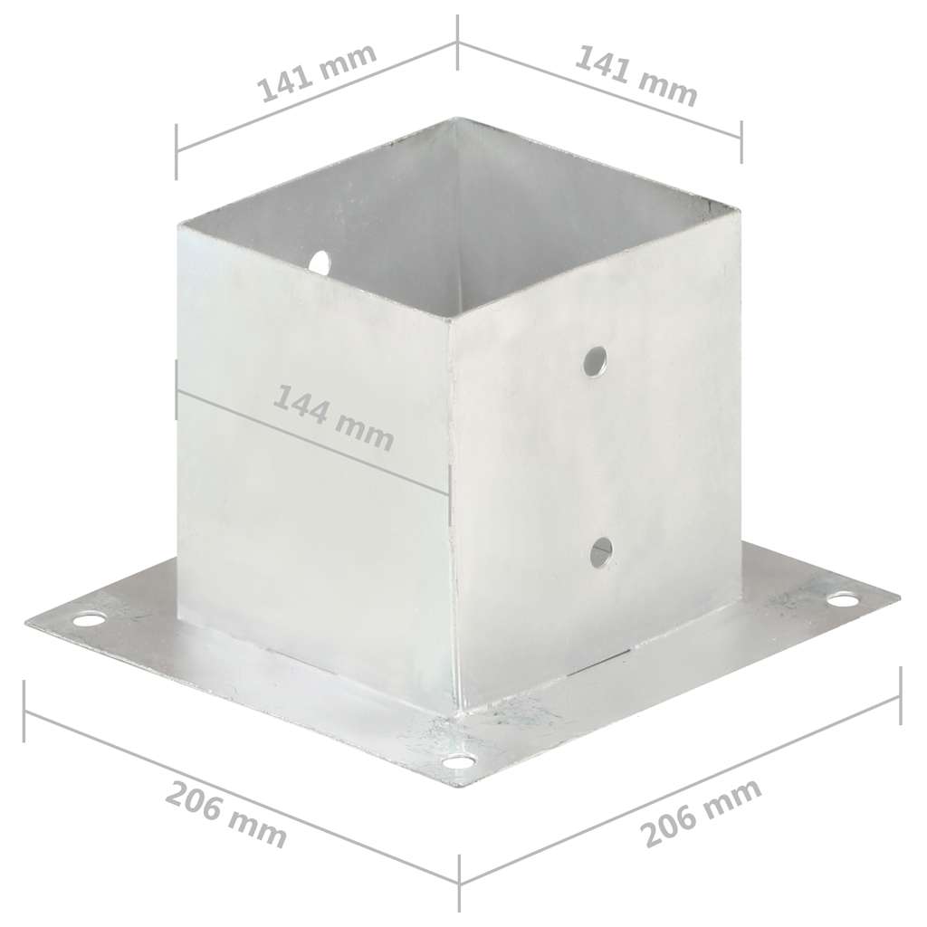 vidaXL Podstawy słupów, 4 szt., galwanizowany metal, 141 mm