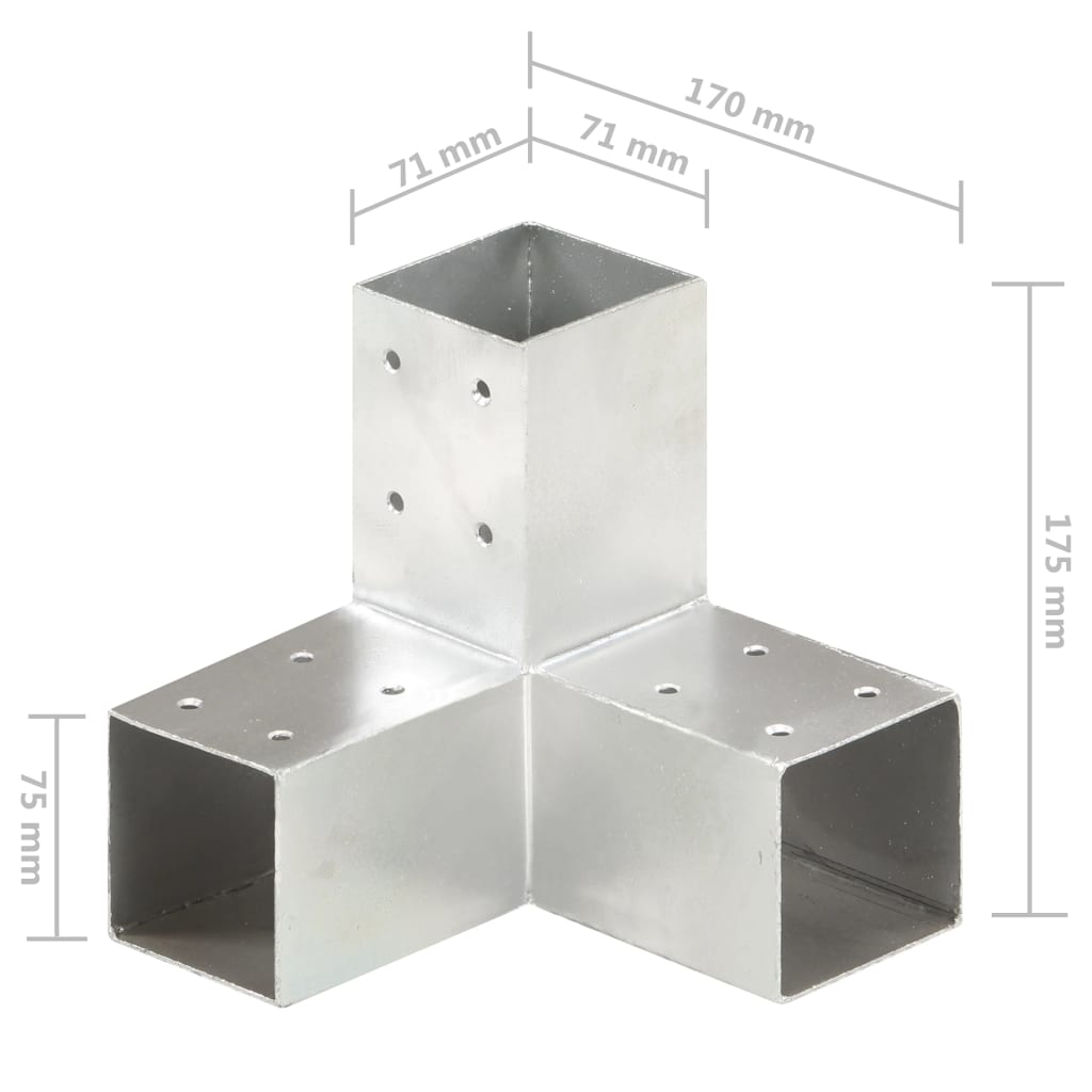 vidaXL Łącznik do słupków w kształcie Y, galwanizowany metal, 71x71 mm