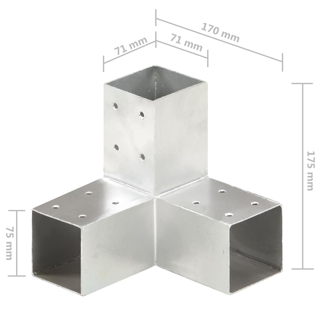 vidaXL Łączniki w kształcie Y, 4 szt., galwanizowany metal, 71x71 mm