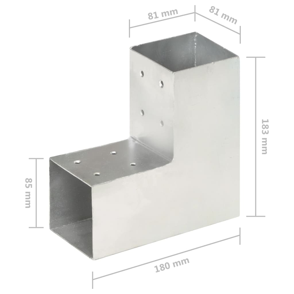 vidaXL Łączniki w kształcie L, 4 szt., galwanizowany metal, 81x81 mm
