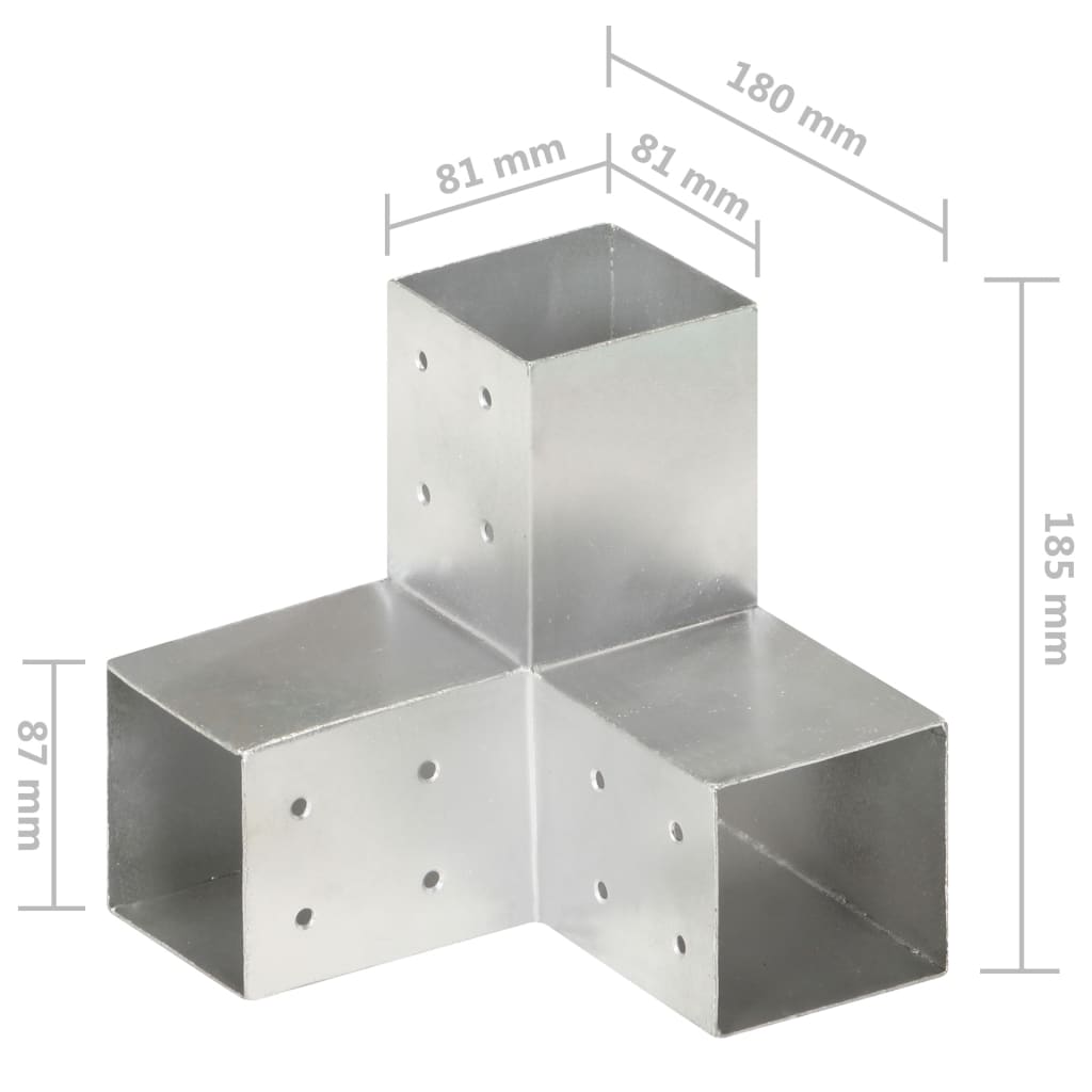 vidaXL Łącznik do słupków w kształcie Y, galwanizowany metal, 81x81 mm