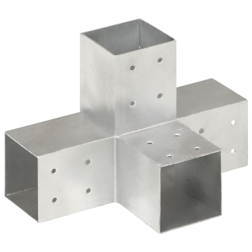 vidaXL Łącznik do słupków w kształcie X, galwanizowany metal, 81x81 mm