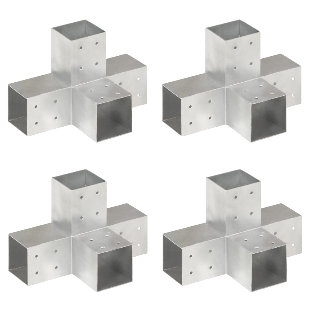 vidaXL Łączniki w kształcie X, 4 szt., galwanizowany metal, 81x81 mm