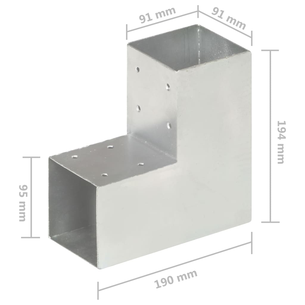 vidaXL Łączniki w kształcie L, 4 szt., galwanizowany metal, 91x91 mm