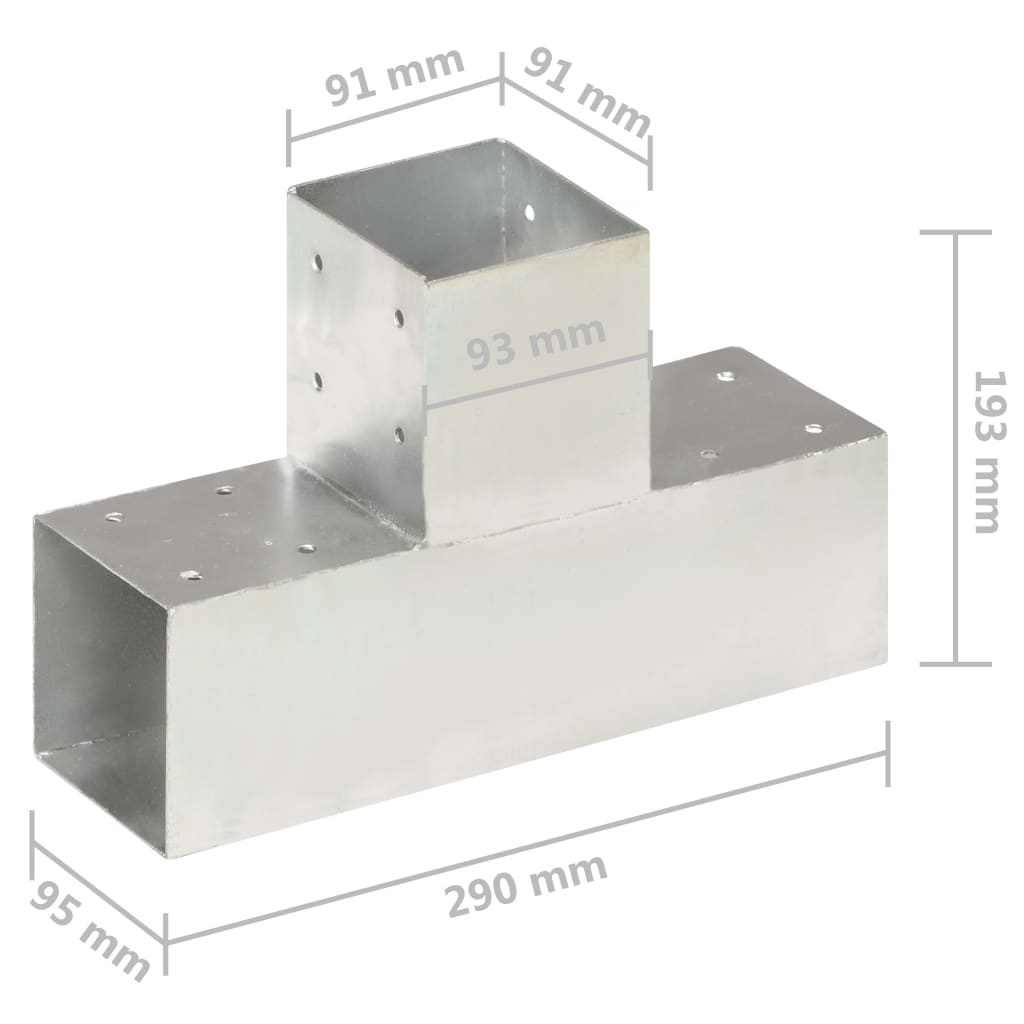 vidaXL Łączniki w kształcie T, 4 szt., galwanizowany metal, 91x91 mm