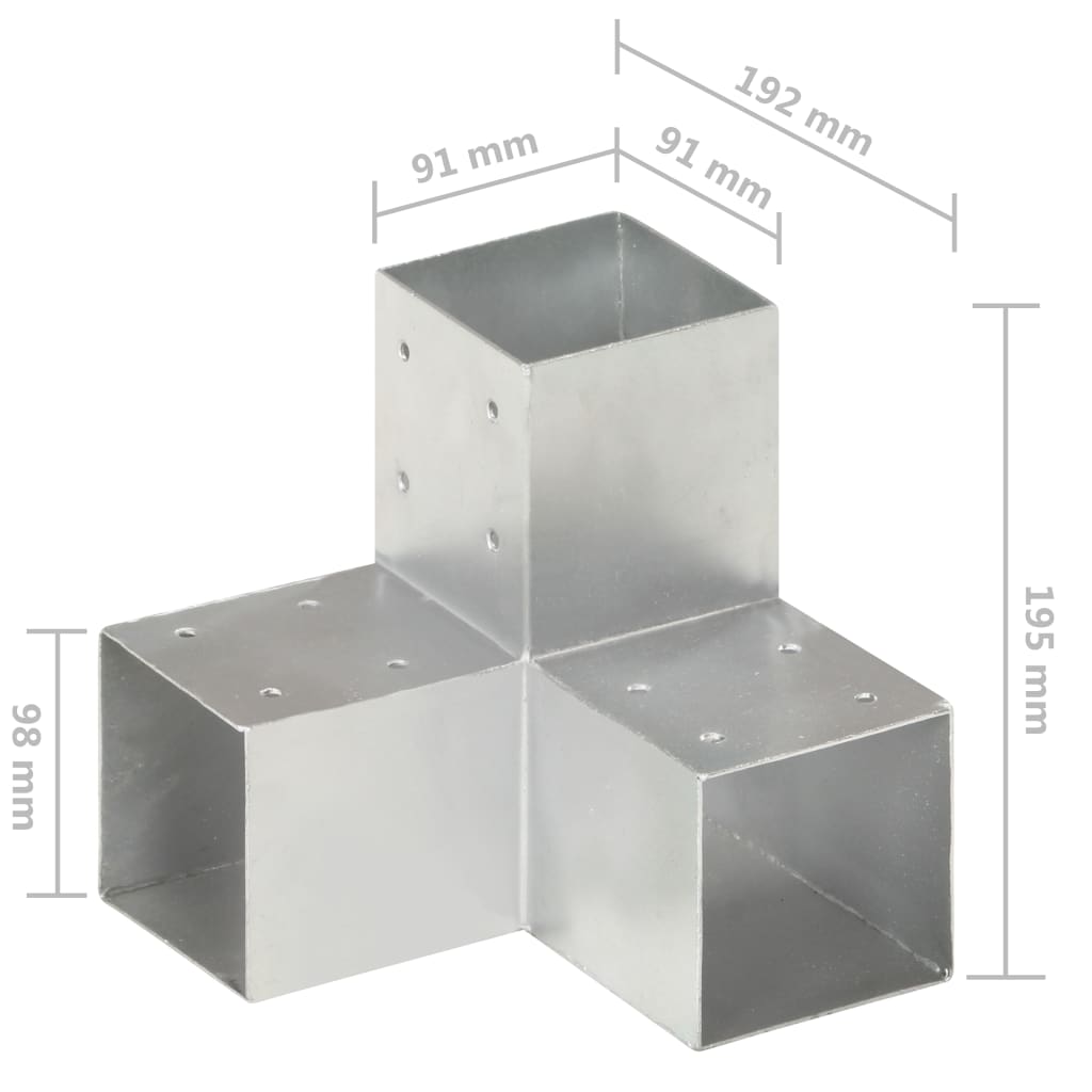 vidaXL Łącznik do słupków w kształcie Y, galwanizowany metal, 91x91 mm