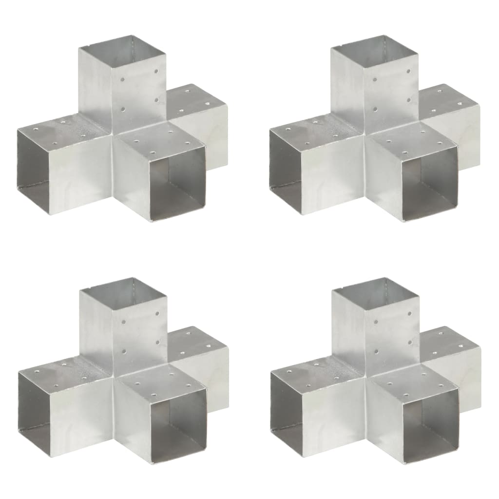 vidaXL Łączniki w kształcie X, 4 szt., galwanizowany metal, 91x91 mm