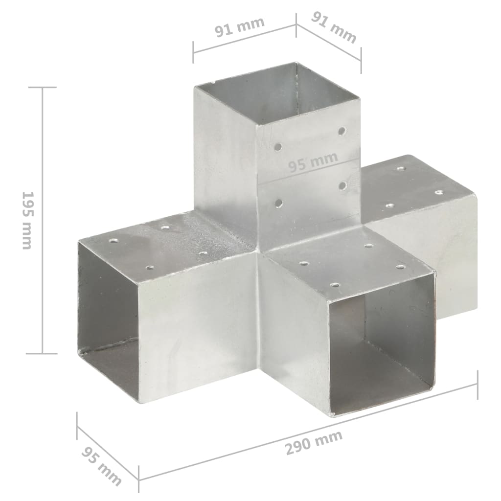 vidaXL Łączniki w kształcie X, 4 szt., galwanizowany metal, 91x91 mm