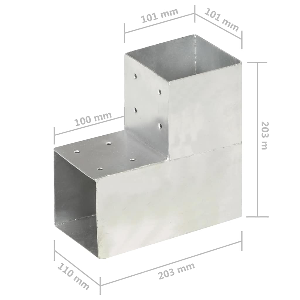 vidaXL Łącznik słupków w kształcie L, galwanizowany metal, 101x101 mm