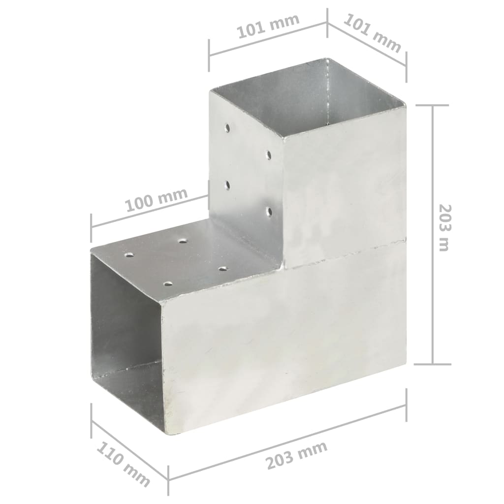vidaXL Łączniki w kształcie L, 4 szt., galwanizowany metal, 101x101 mm