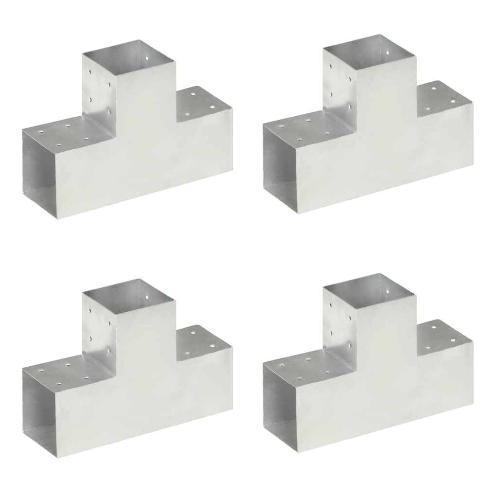 vidaXL Łączniki w kształcie T, 4 szt., galwanizowany metal, 101x101 mm