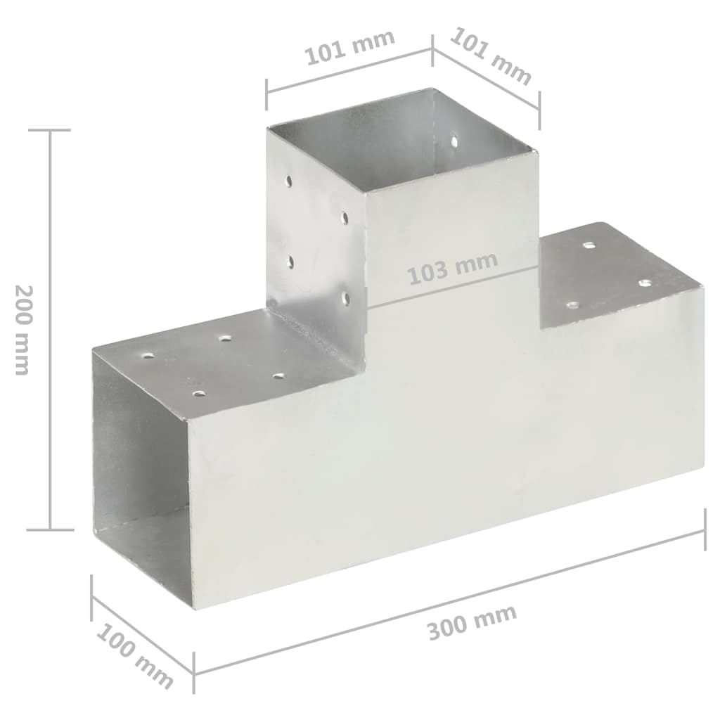 vidaXL Łączniki w kształcie T, 4 szt., galwanizowany metal, 101x101 mm