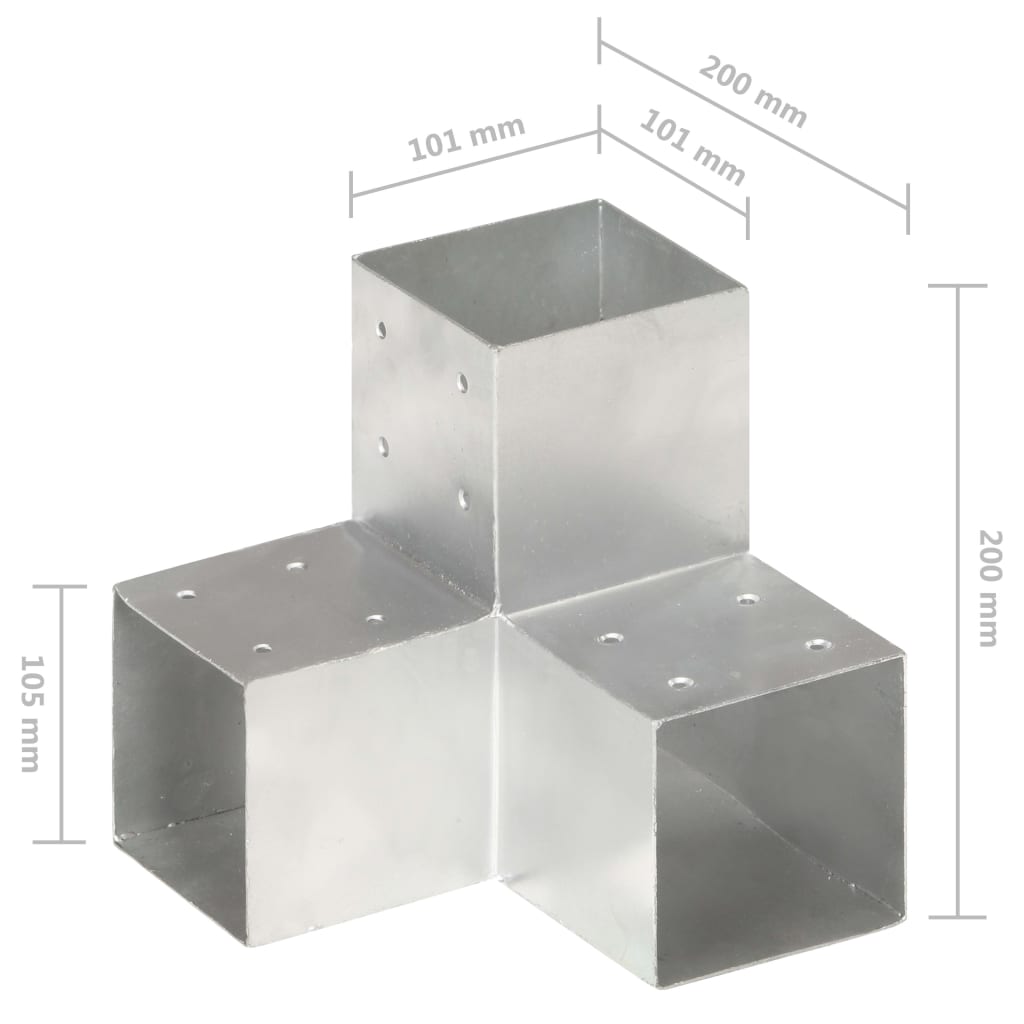 vidaXL Łączniki w kształcie Y, 4 szt., galwanizowany metal, 101x101 mm