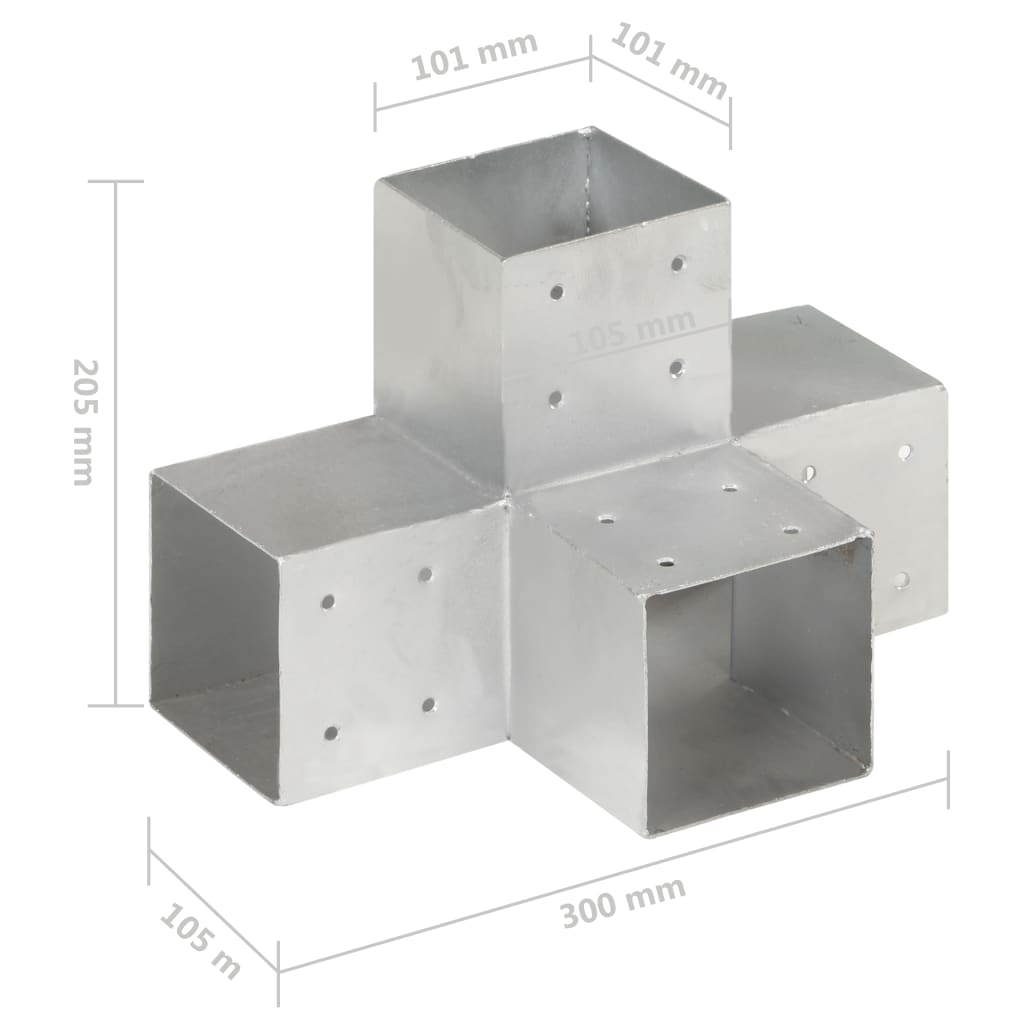 vidaXL Łącznik w kształcie X, galwanizowany metal, 101x101 mm