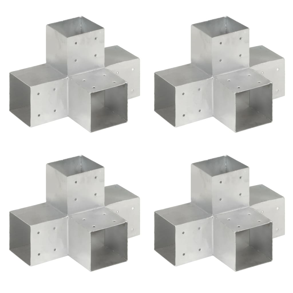 vidaXL Łączniki w kształcie X, 4 szt., galwanizowany metal, 101x101 mm