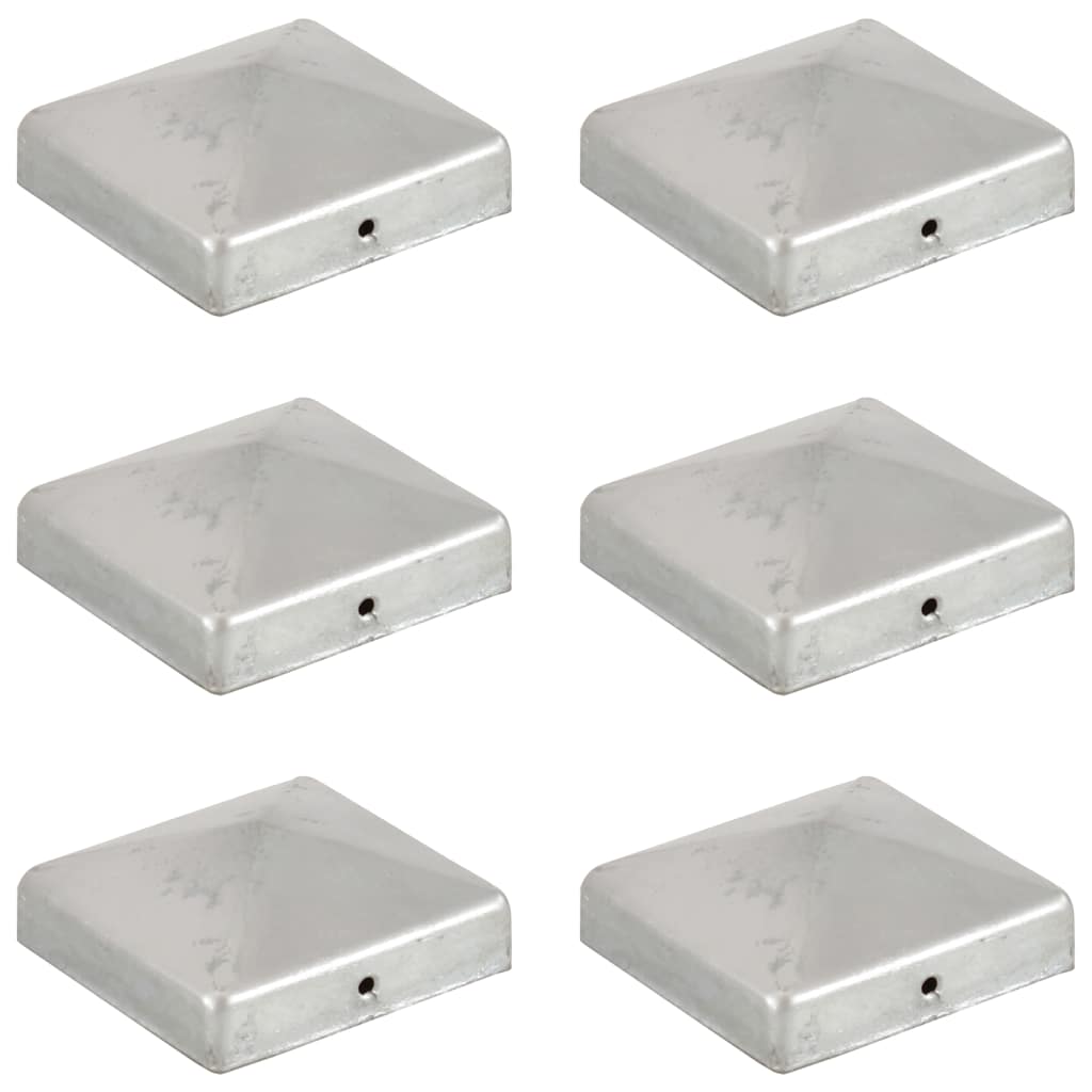 vidaXL Zatyczki na słupki, 6 szt., galwanizowany metal, 81x81 mm