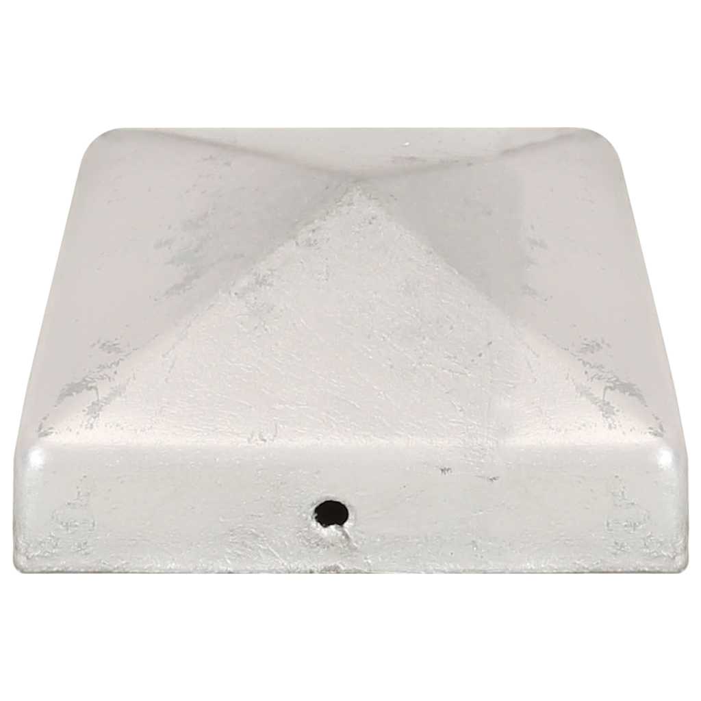 vidaXL Zatyczki na słupki, 6 szt., galwanizowany metal, 81x81 mm