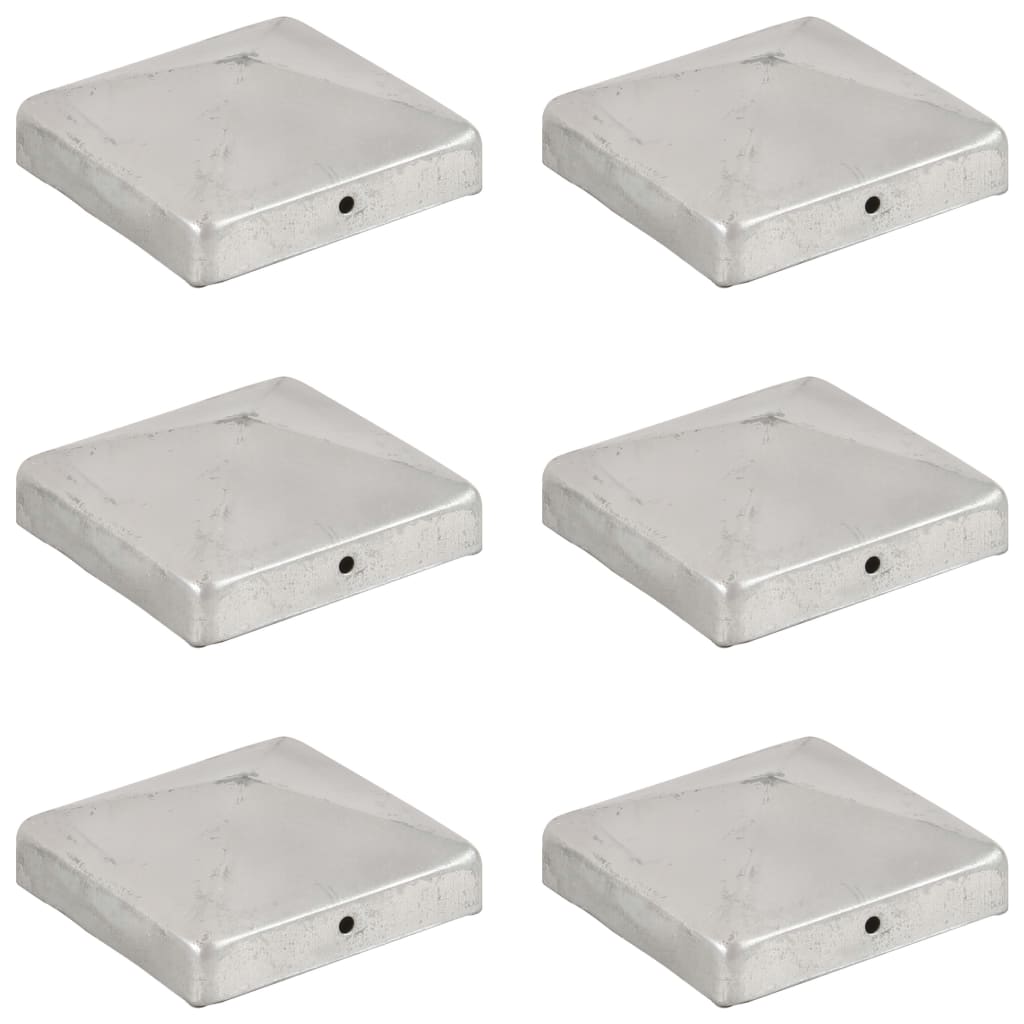 vidaXL Zatyczki na słupki, 6 szt., galwanizowany metal, 91x91 mm