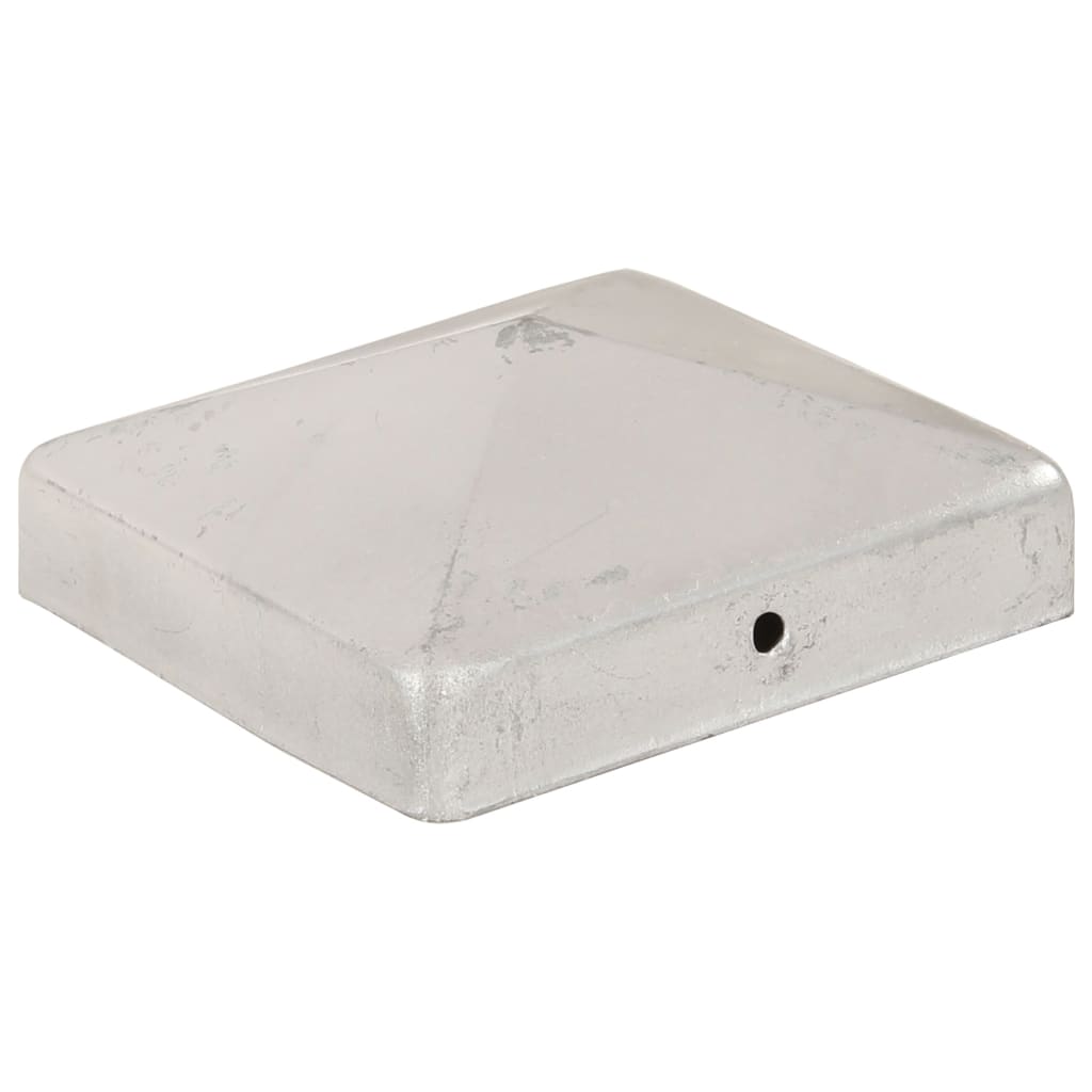 vidaXL Zatyczki na słupki, 6 szt., galwanizowany metal, 91x91 mm