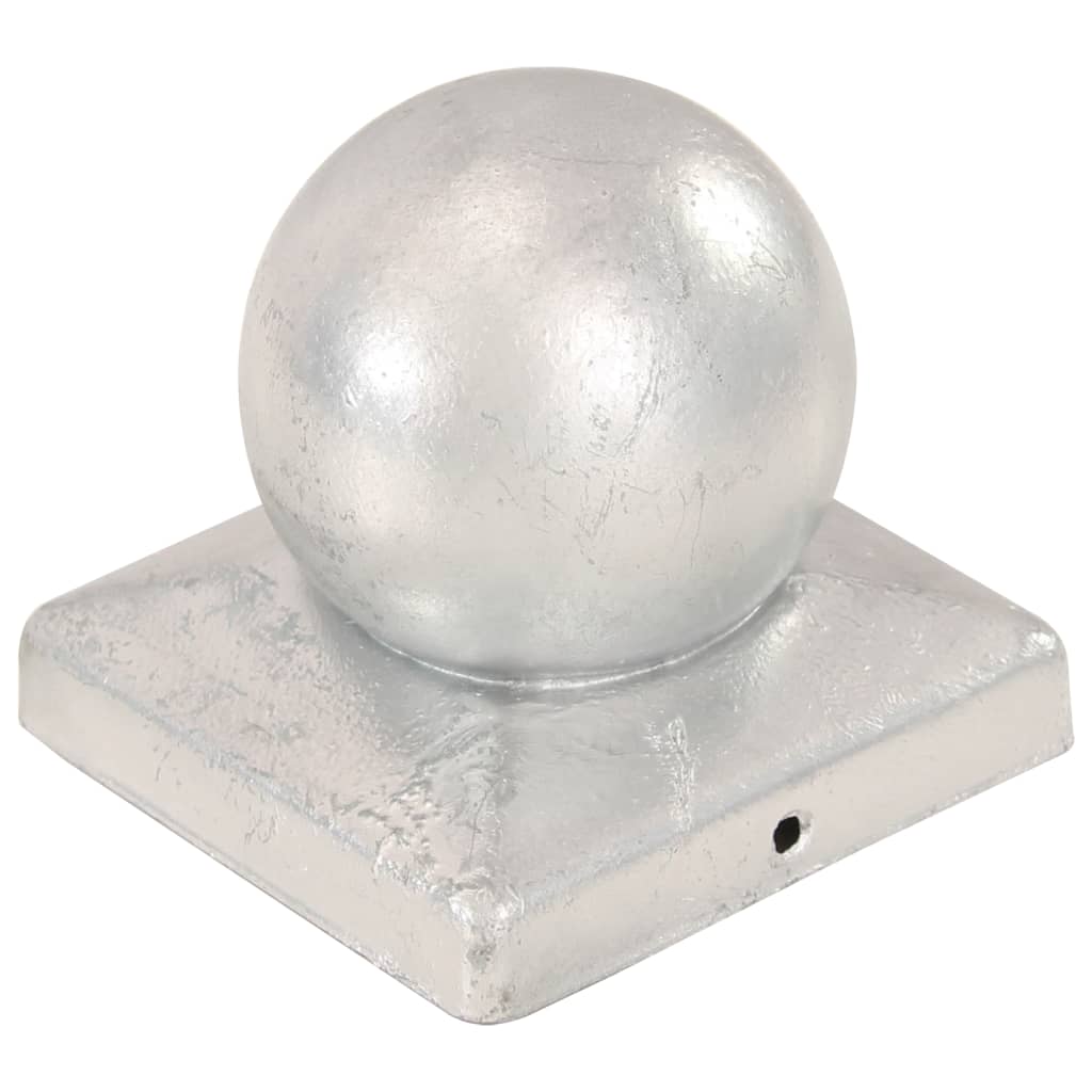 vidaXL Zatyczki na słupki 6 szt. kule, galwanizowany metal, 101x101 mm