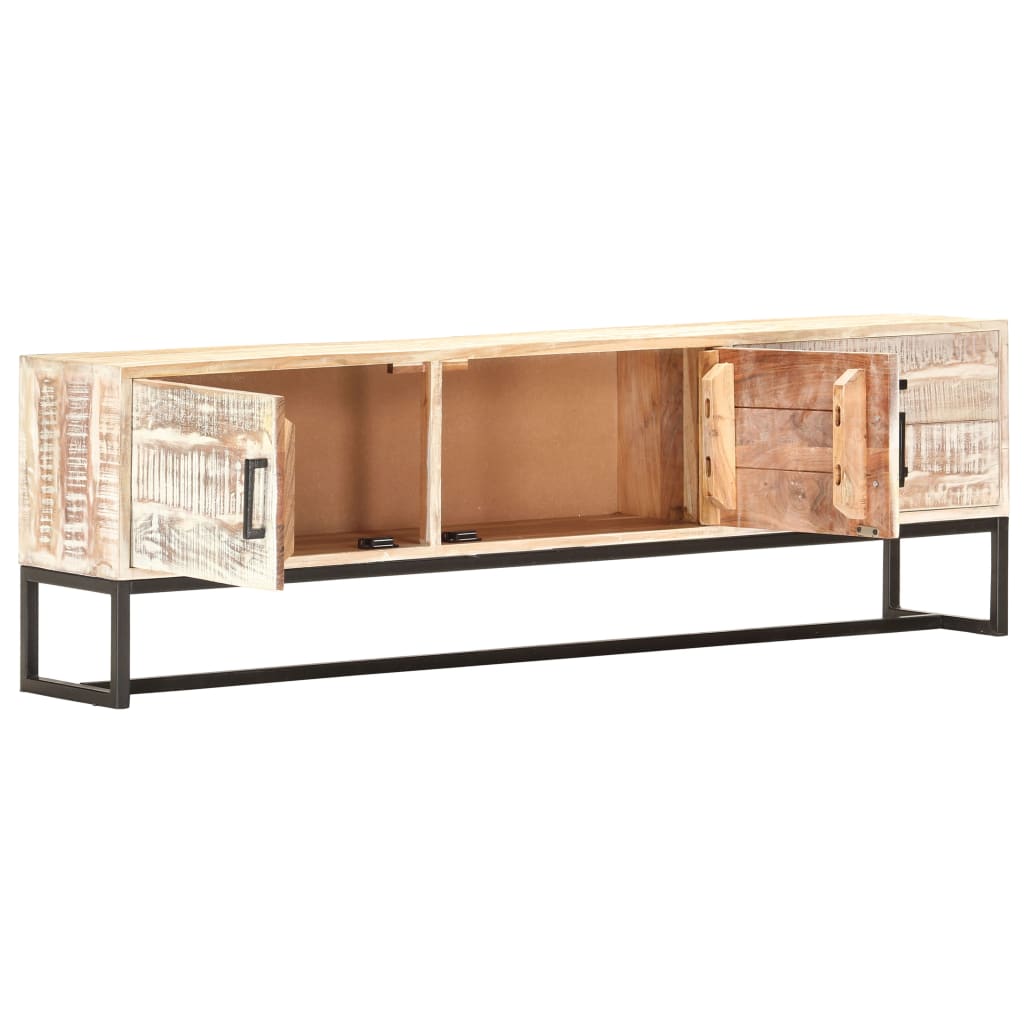 vidaXL Szafka pod TV, biała, 140 x 30 x 45 cm, lite drewno akacjowe