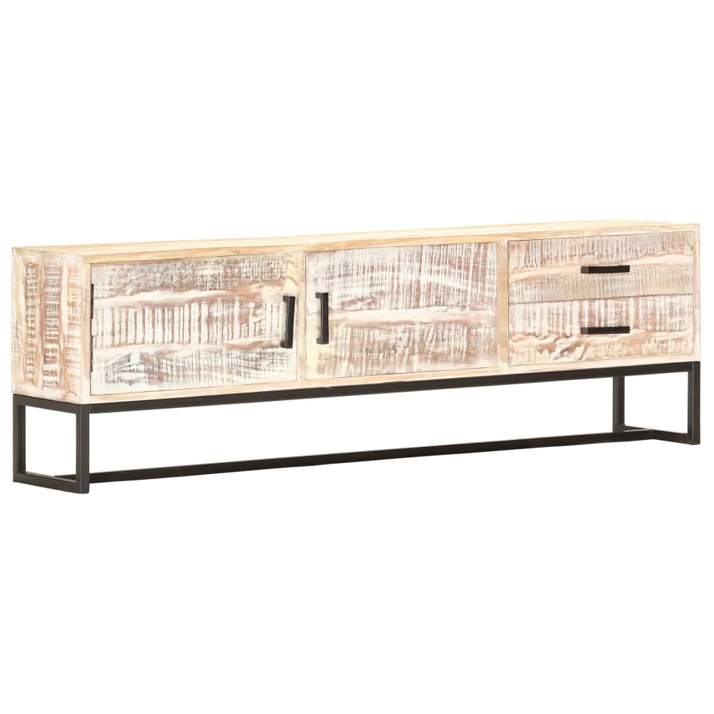 vidaXL Szafka pod TV, biała, 140 x 30 x 45 cm, lite drewno akacjowe