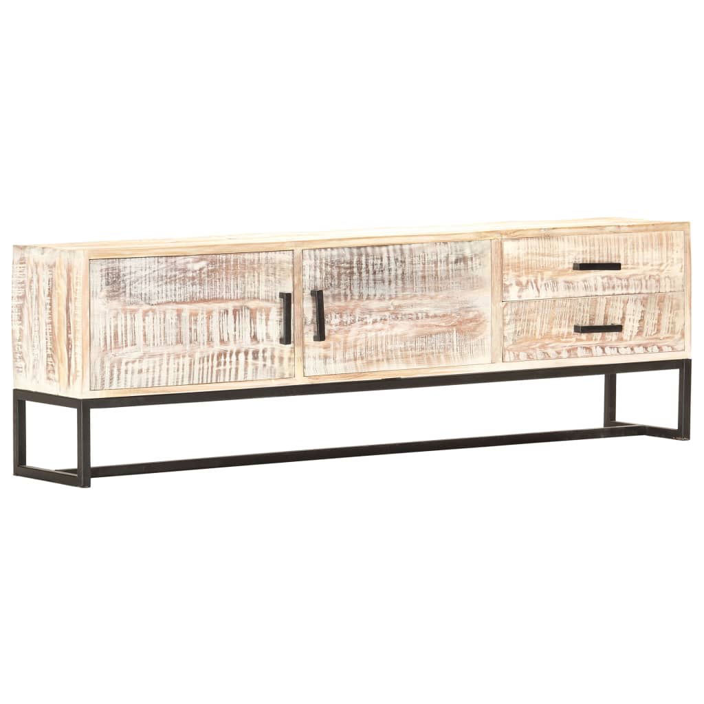 vidaXL Szafka pod TV, biała, 140 x 30 x 45 cm, lite drewno akacjowe