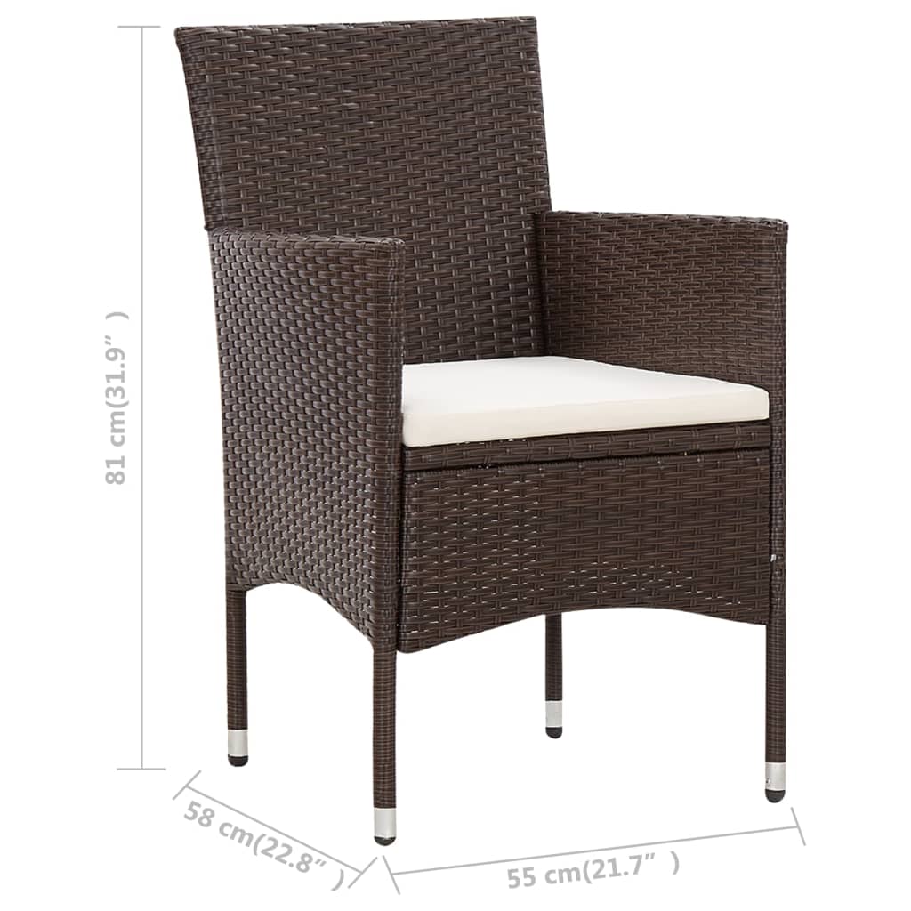 vidaXL 5-cz. zestaw wypoczynkowy do ogrodu, poduszki, rattan PE, brąz