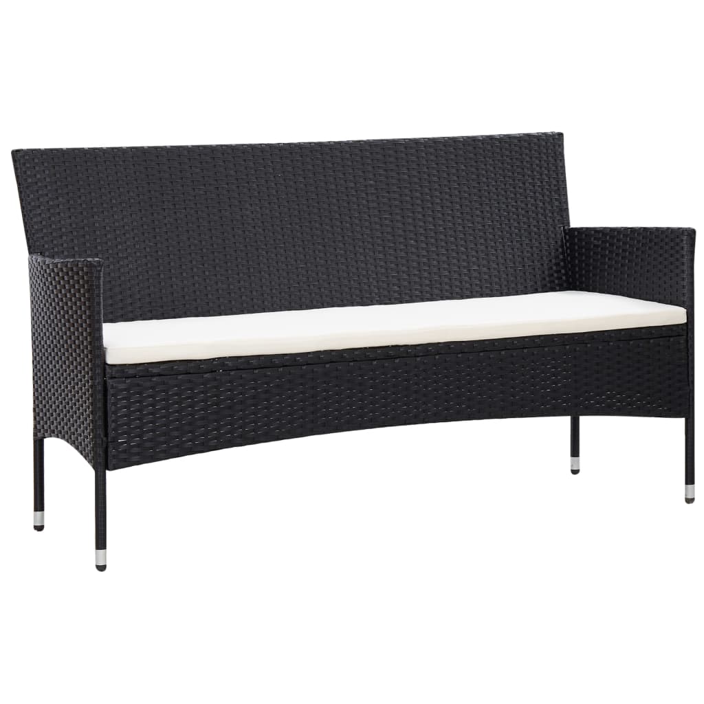 vidaXL 5-częściowy zestaw mebli do ogrodu, poduszki, rattan PE, czarny