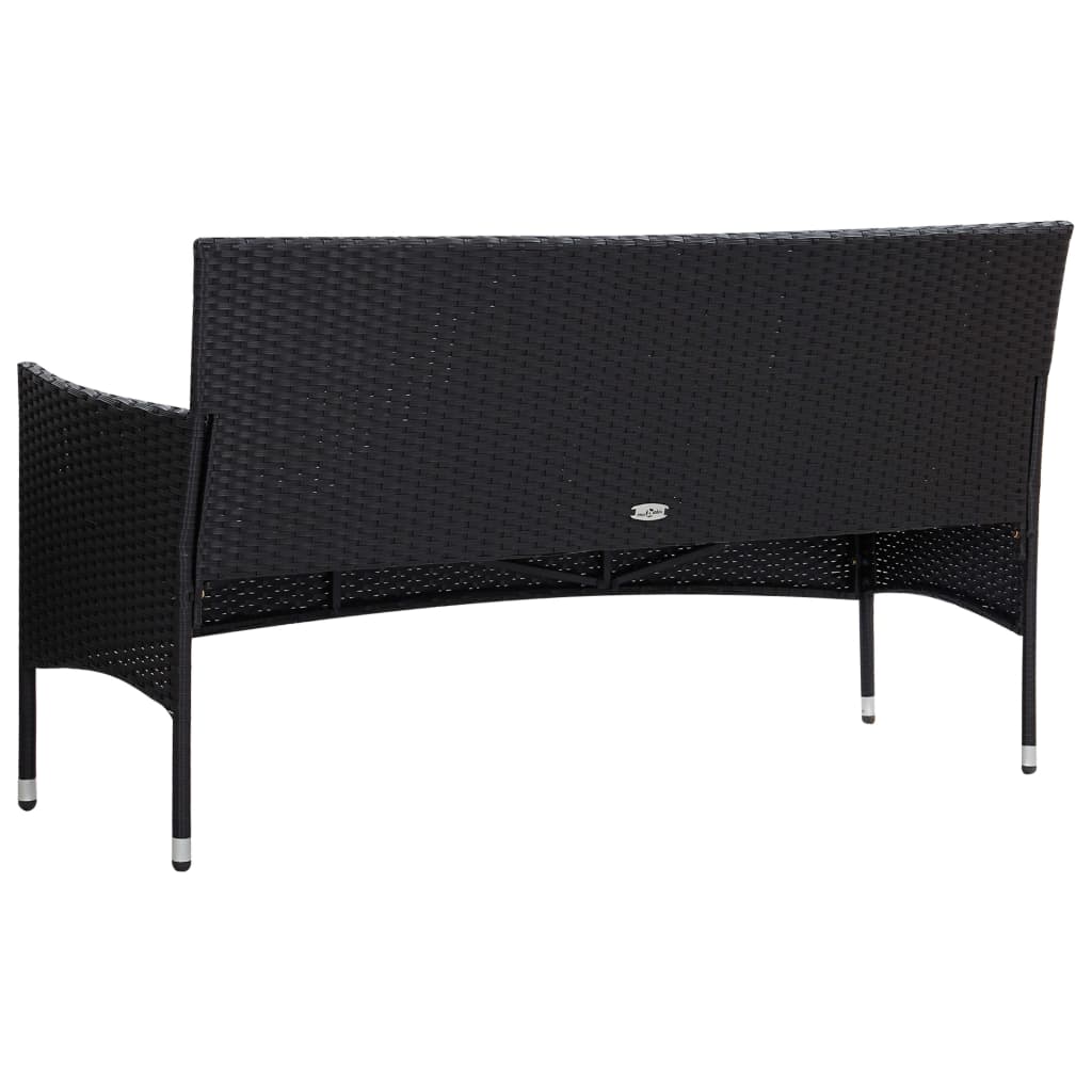 vidaXL 5-częściowy zestaw mebli do ogrodu, poduszki, rattan PE, czarny