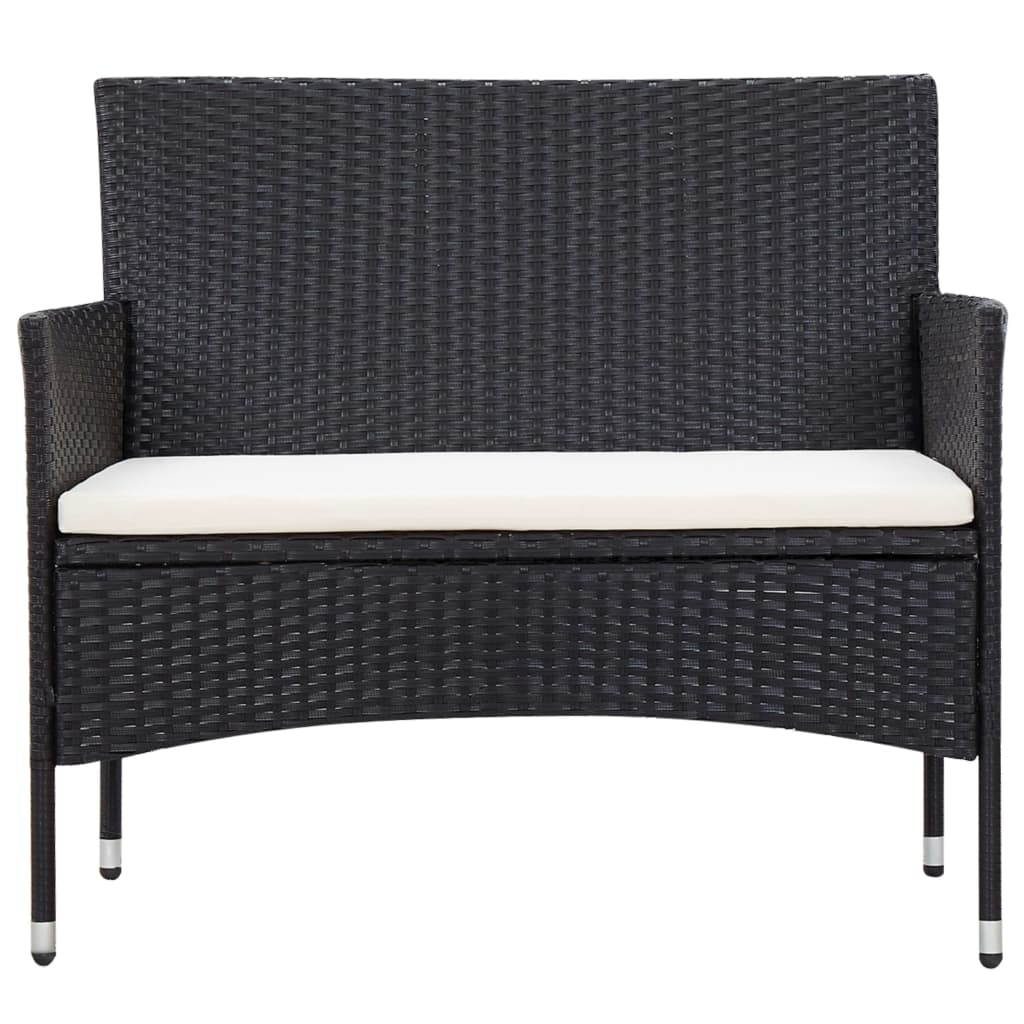 vidaXL 5-częściowy zestaw mebli do ogrodu, poduszki, rattan PE, czarny