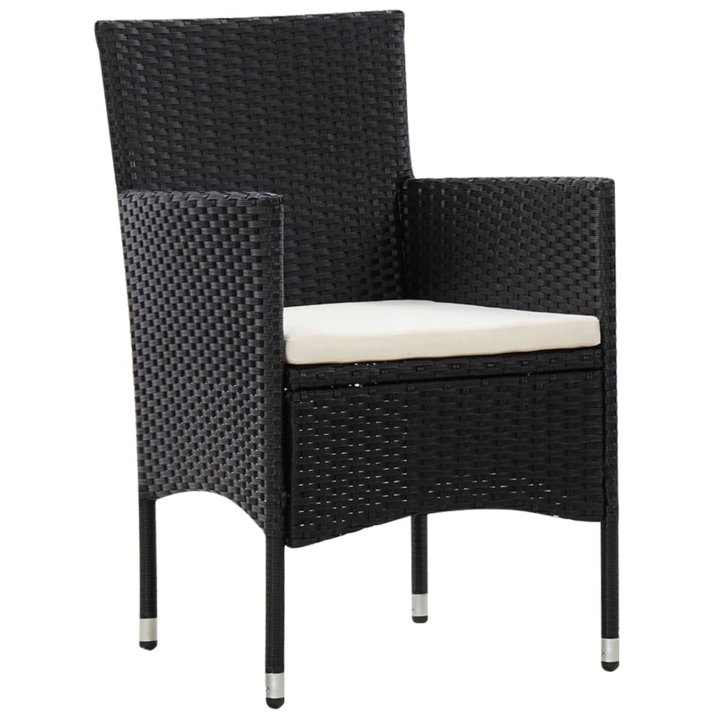 vidaXL 5-częściowy zestaw mebli do ogrodu, poduszki, rattan PE, czarny