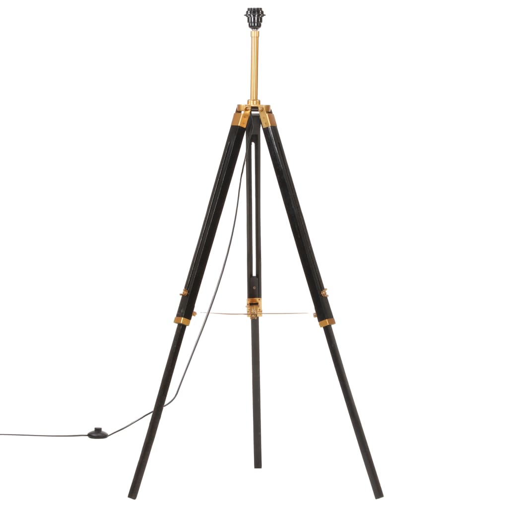vidaXL Lampa podłogowa na trójnogu, czarno-złota, drewno, 141 cm