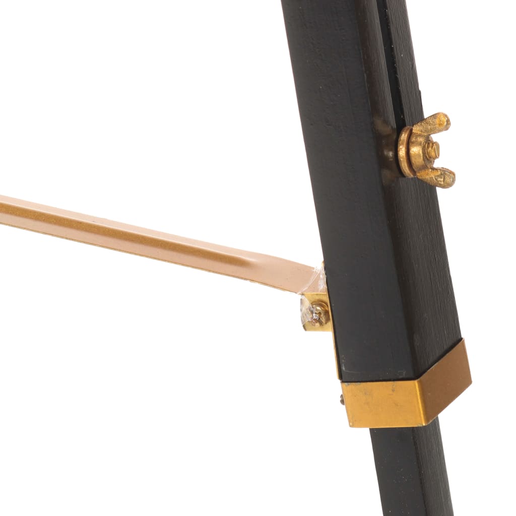 vidaXL Lampa podłogowa na trójnogu, czarno-złota, drewno, 141 cm
