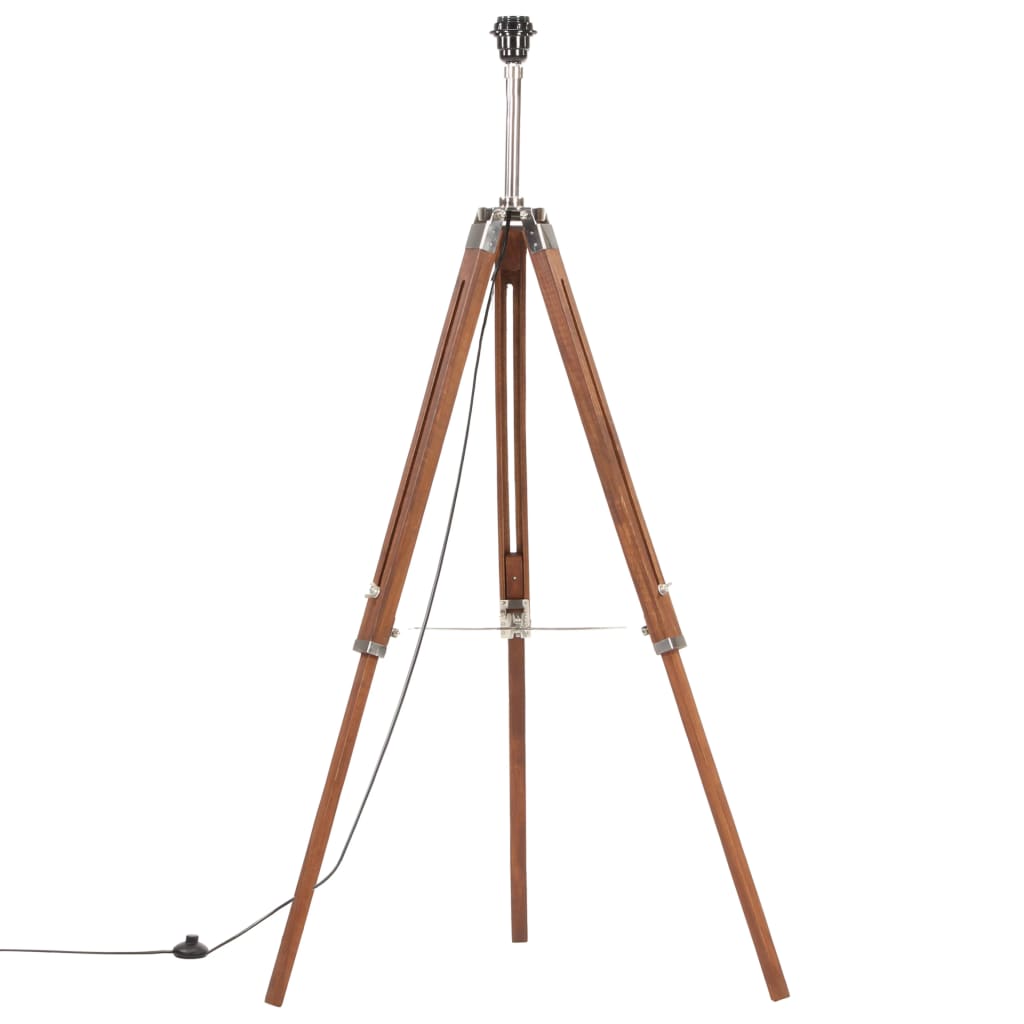 vidaXL Lampa podłogowa na trójnogu, brązowo-biała, tek, 141 cm