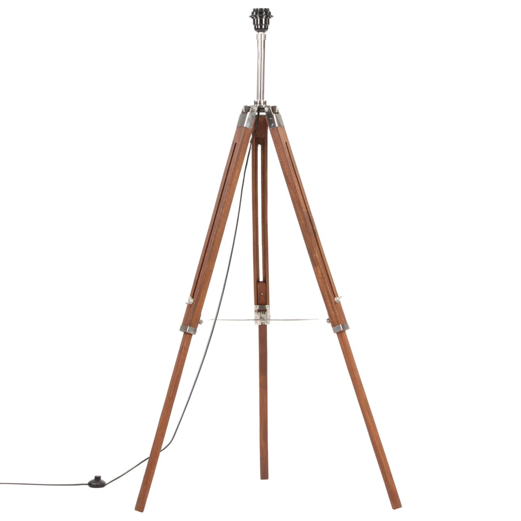 vidaXL Lampa podłogowa na trójnogu, brązowo-szara, tek, 141 cm