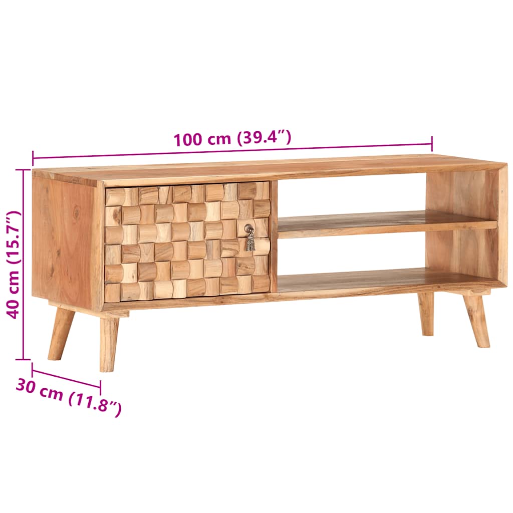 vidaXL Szafka pod TV, 100 x 30 x 40 cm, lite drewno akacjowe