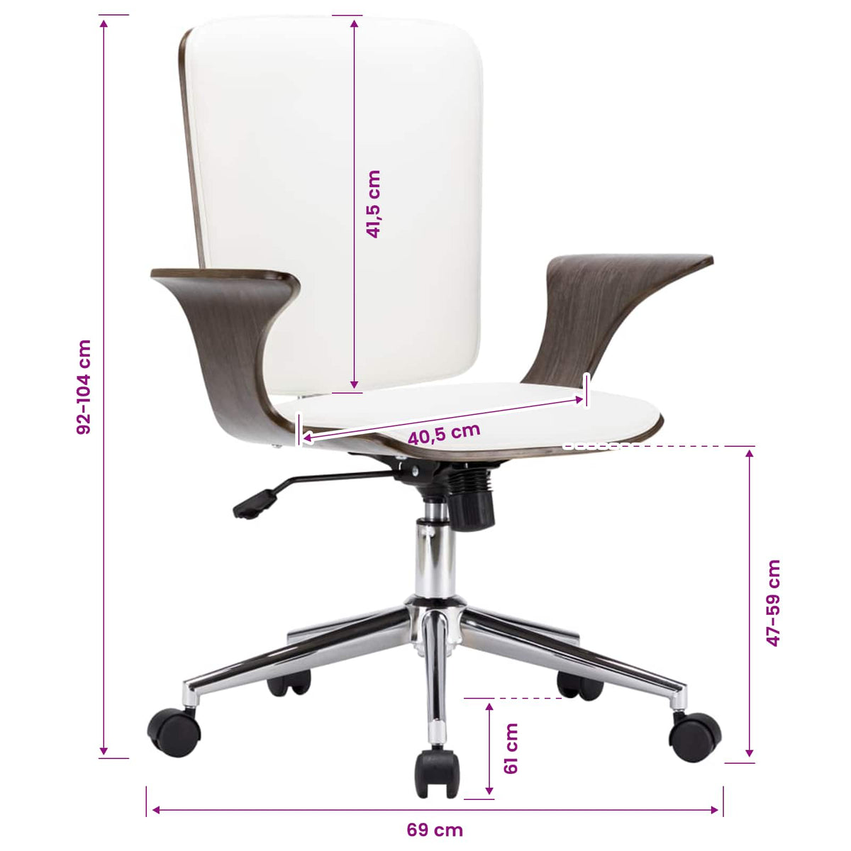 vidaXL Krzesła Obrotowe do Biura 2 szt. Ekoskóra 69 x 61 x 104 cm