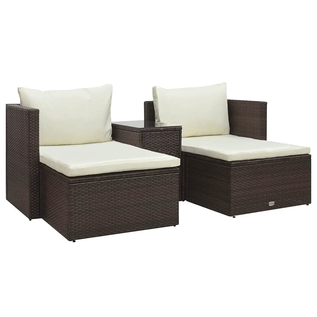 vidaXL 5-cz. zestaw mebli do ogrodu, poduszki, rattan PE, brązowy