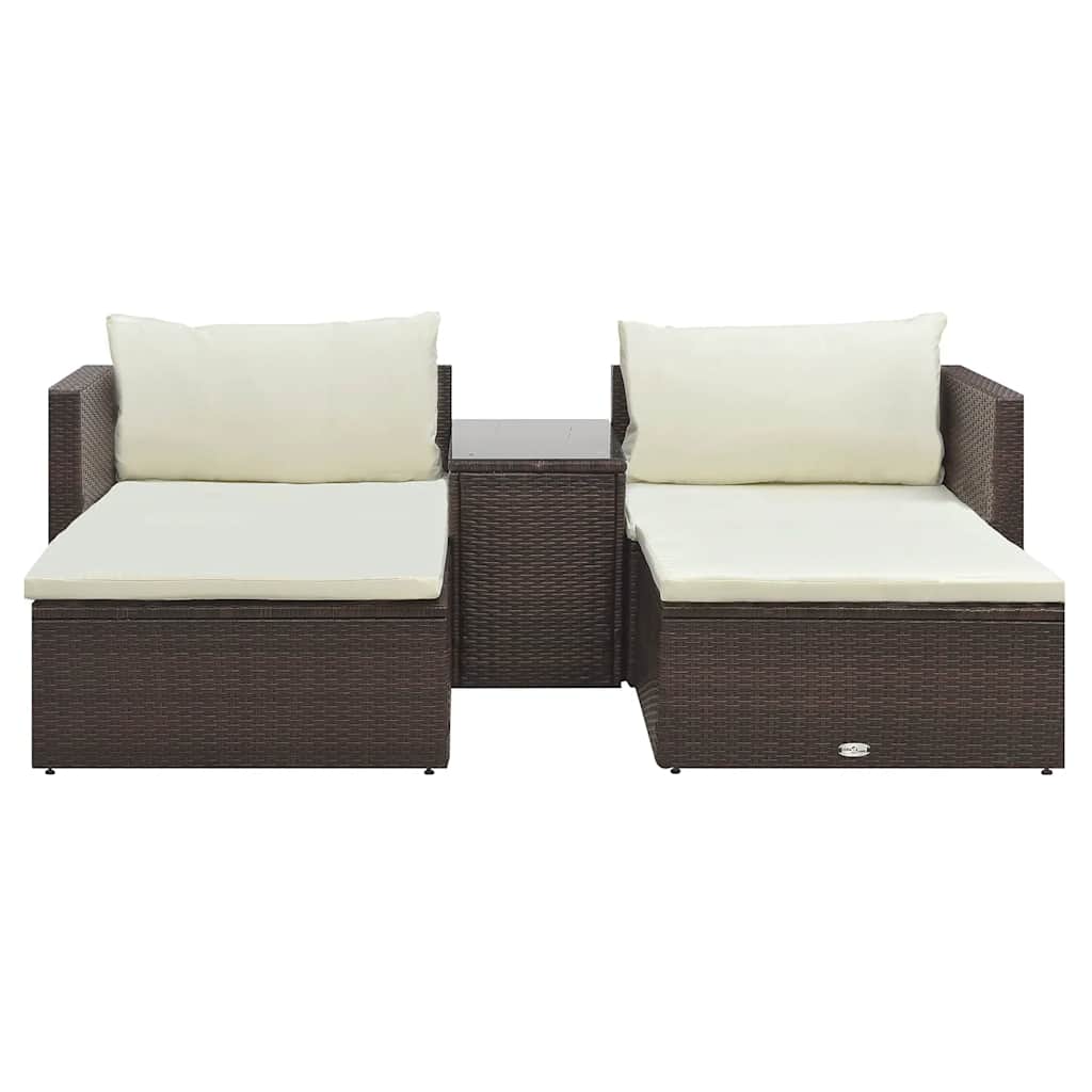 vidaXL 5-cz. zestaw mebli do ogrodu, poduszki, rattan PE, brązowy