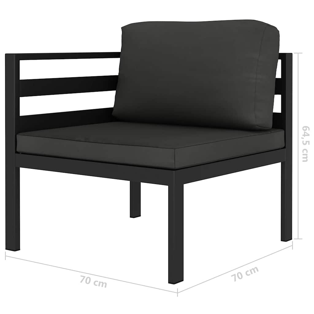 vidaXL 6-cz. zestaw wypoczynkowy, poduszki, aluminium, antracyt