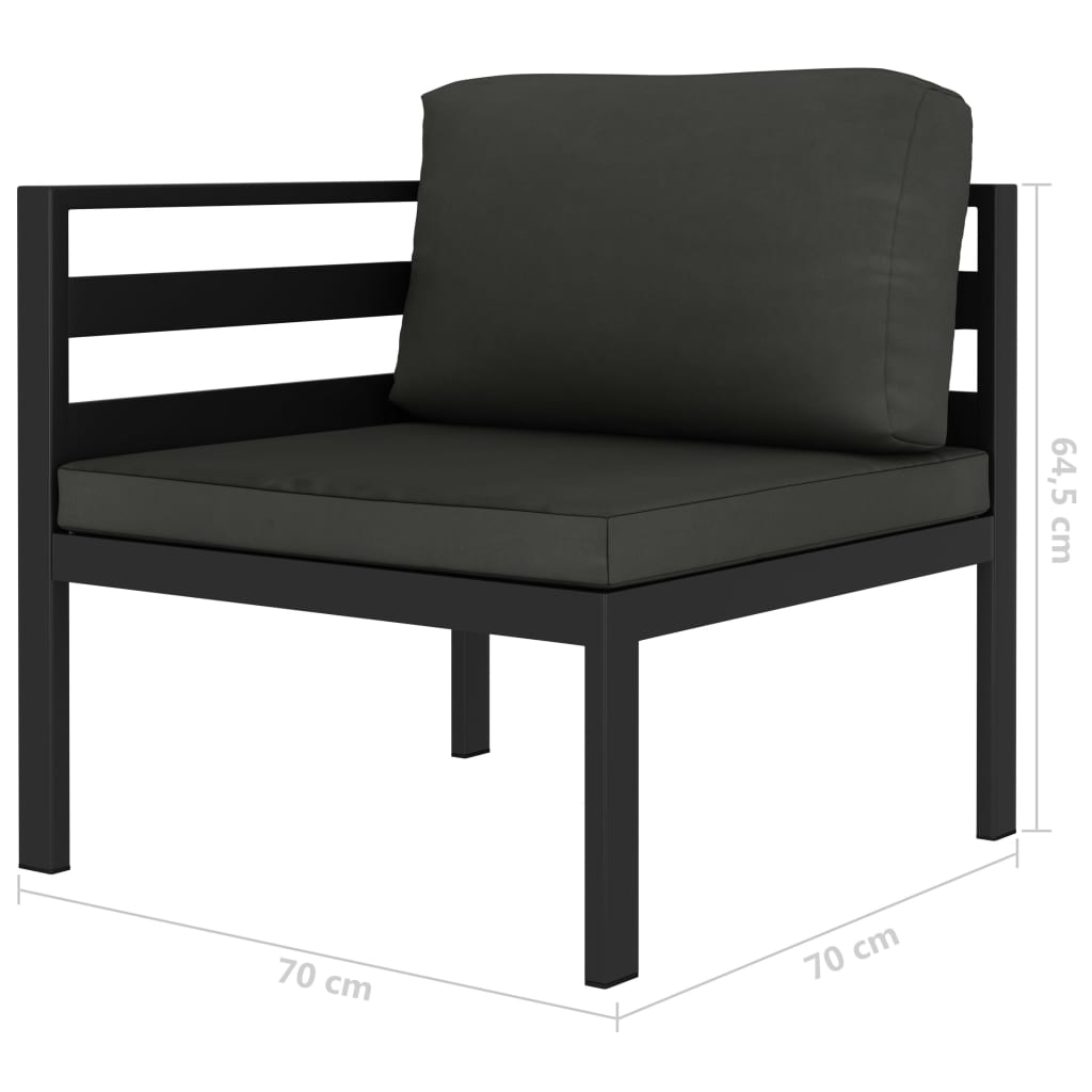 vidaXL 4-cz. zestaw wypoczynkowy, poduszki, aluminium, antracyt