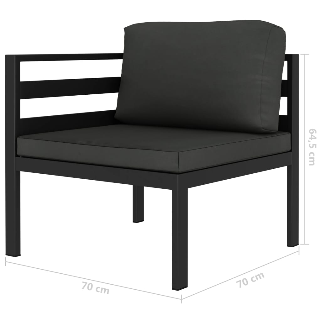 vidaXL 6-cz. zestaw wypoczynkowy, poduszki, aluminium, antracyt