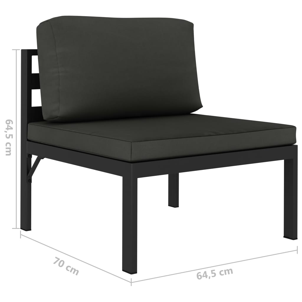 vidaXL 6-cz. zestaw wypoczynkowy, poduszki, aluminium, antracyt