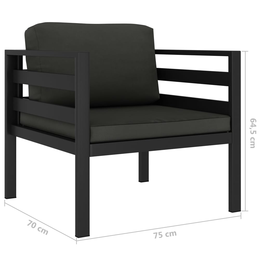 vidaXL 6-cz. zestaw wypoczynkowy z poduszkami, aluminium, antracyt