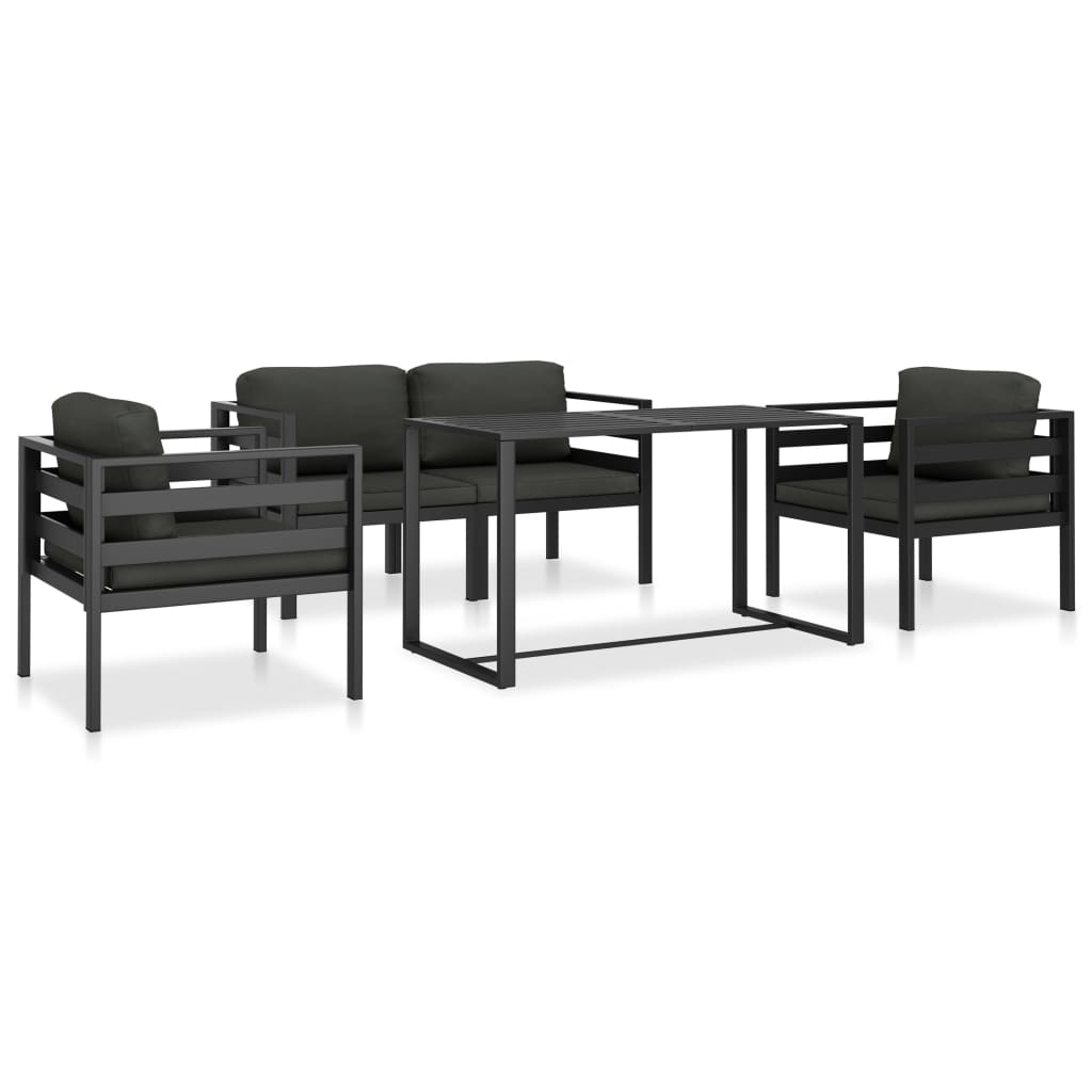 vidaXL 5-cz. zestaw wypoczynkowy z poduszkami, aluminium, antracyt