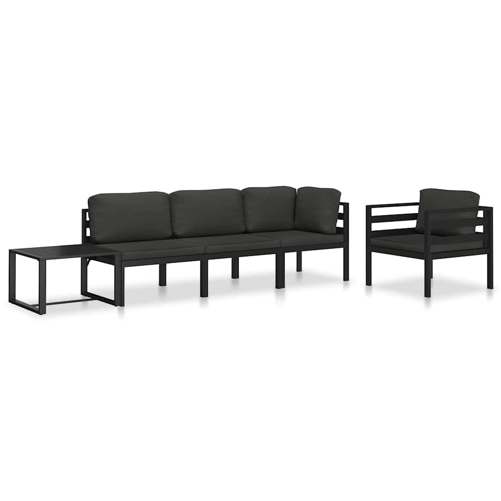 vidaXL Moduł sofy narożnej, 1 szt., z poduszkami, aluminium, antracyt