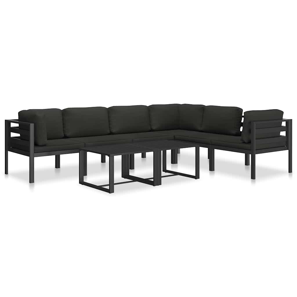 vidaXL Moduł sofy środkowej z poduszkami, aluminium, antracytowy