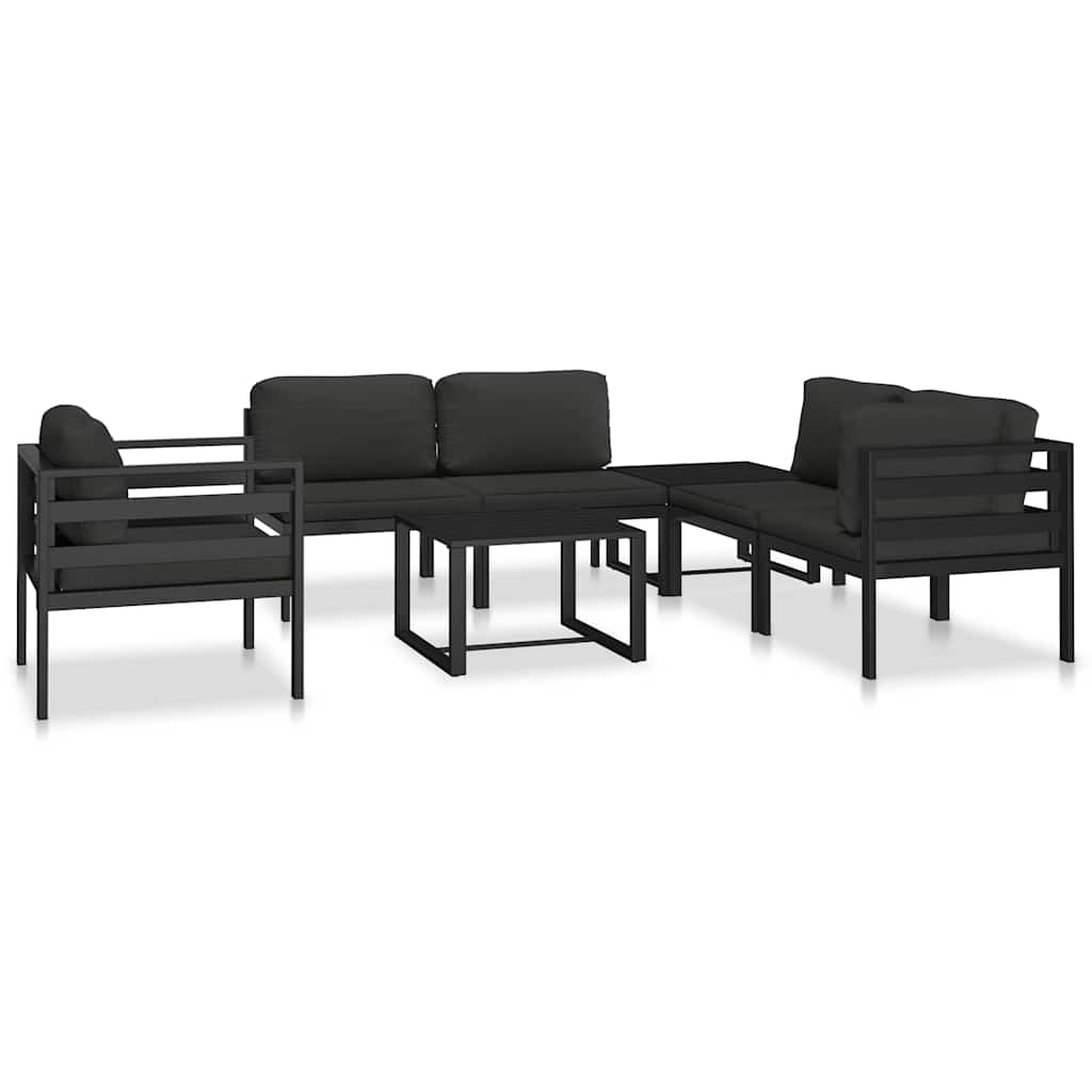 vidaXL Moduł sofy środkowej z poduszkami, aluminium, antracytowy