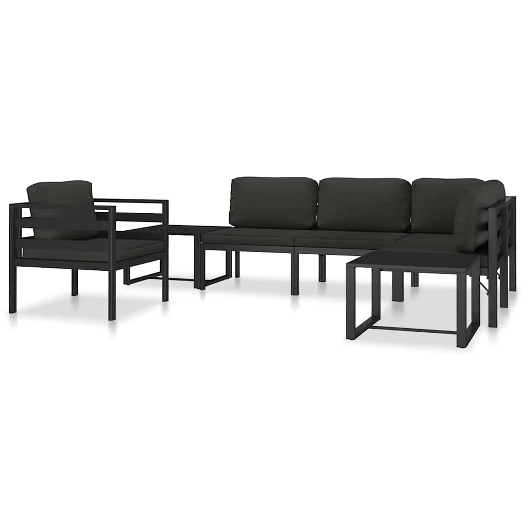 vidaXL Moduł sofy środkowej z poduszkami, aluminium, antracytowy